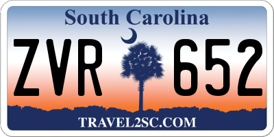 SC license plate ZVR652