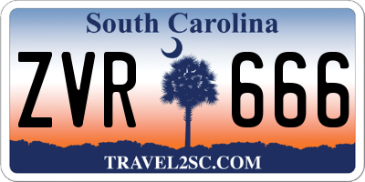 SC license plate ZVR666
