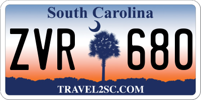 SC license plate ZVR680