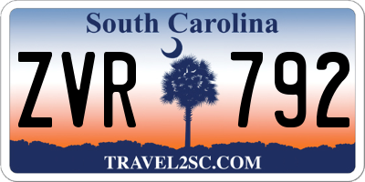 SC license plate ZVR792