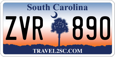 SC license plate ZVR890
