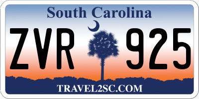 SC license plate ZVR925