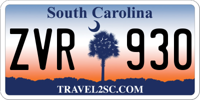 SC license plate ZVR930
