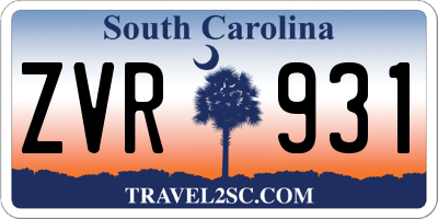 SC license plate ZVR931