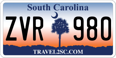 SC license plate ZVR980