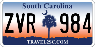 SC license plate ZVR984