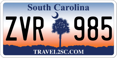 SC license plate ZVR985