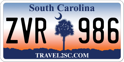 SC license plate ZVR986