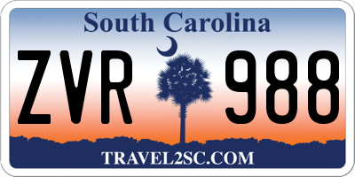 SC license plate ZVR988