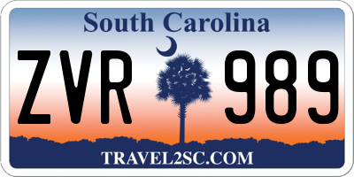 SC license plate ZVR989