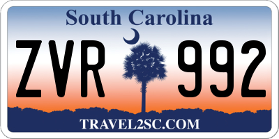 SC license plate ZVR992