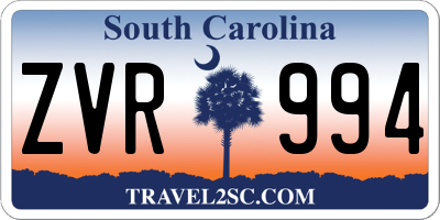 SC license plate ZVR994