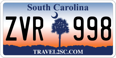 SC license plate ZVR998