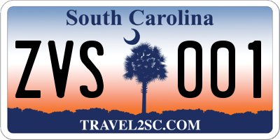 SC license plate ZVS001