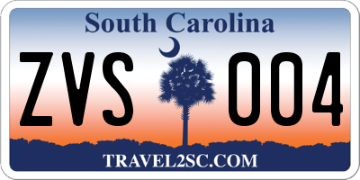 SC license plate ZVS004