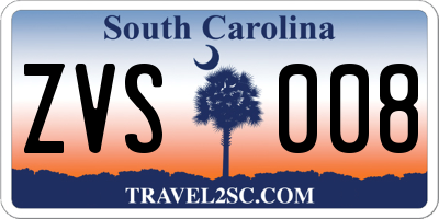 SC license plate ZVS008