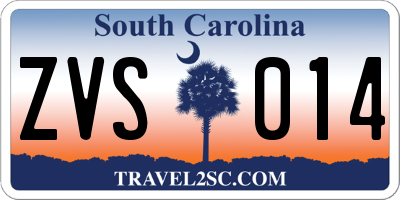 SC license plate ZVS014