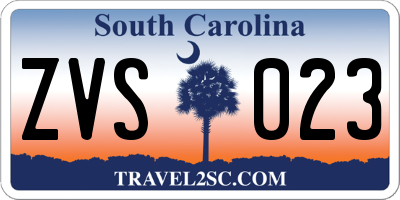 SC license plate ZVS023