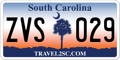 SC license plate ZVS029