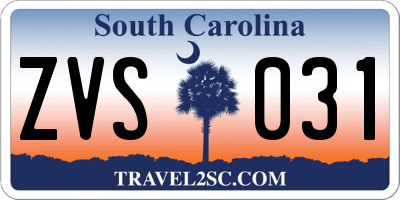 SC license plate ZVS031