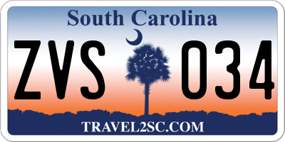 SC license plate ZVS034