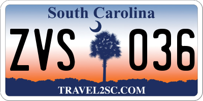 SC license plate ZVS036