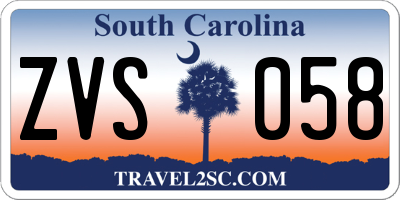 SC license plate ZVS058