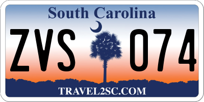 SC license plate ZVS074