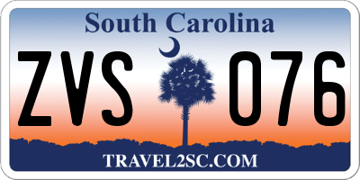 SC license plate ZVS076