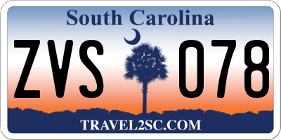 SC license plate ZVS078