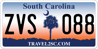 SC license plate ZVS088