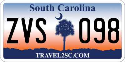 SC license plate ZVS098