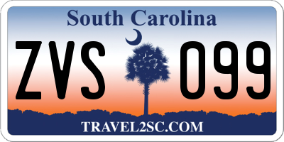 SC license plate ZVS099