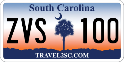 SC license plate ZVS100