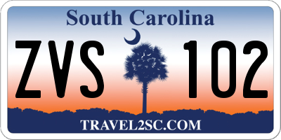 SC license plate ZVS102
