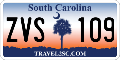 SC license plate ZVS109