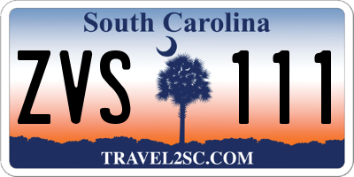 SC license plate ZVS111