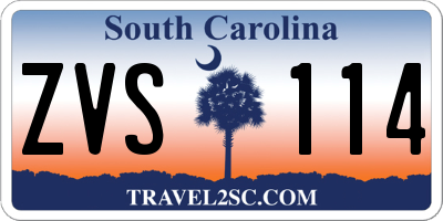 SC license plate ZVS114