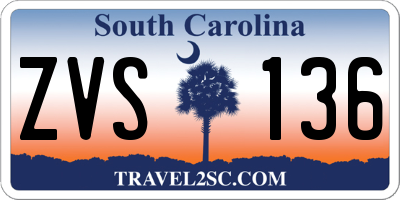 SC license plate ZVS136