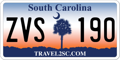 SC license plate ZVS190