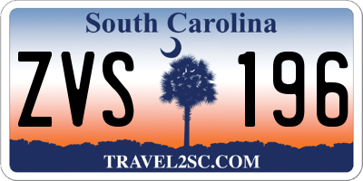 SC license plate ZVS196