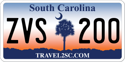 SC license plate ZVS200
