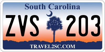 SC license plate ZVS203