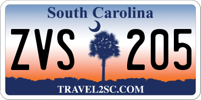 SC license plate ZVS205