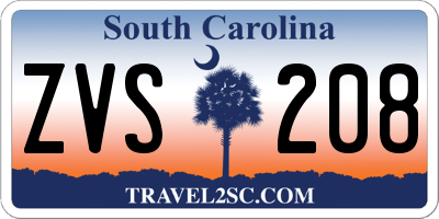 SC license plate ZVS208