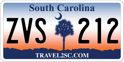 SC license plate ZVS212