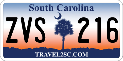 SC license plate ZVS216
