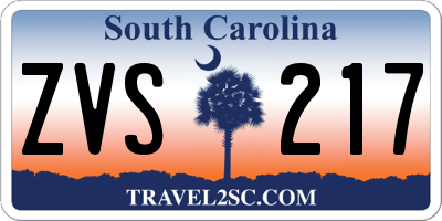SC license plate ZVS217