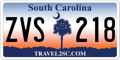 SC license plate ZVS218