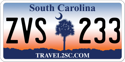 SC license plate ZVS233